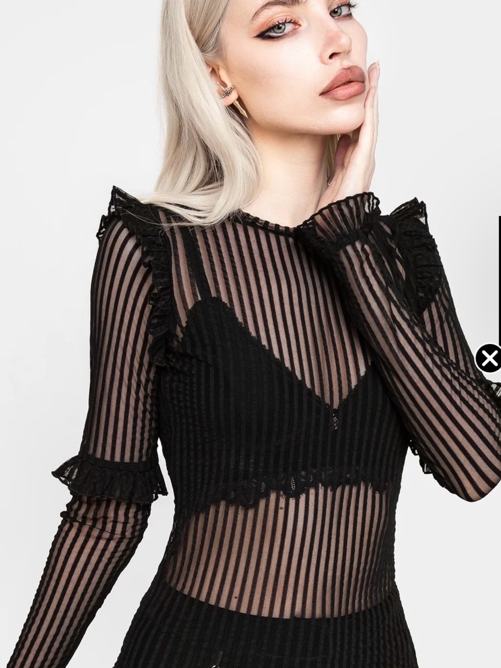 Disturbia Mourning Ruffle Long Sleeve Top